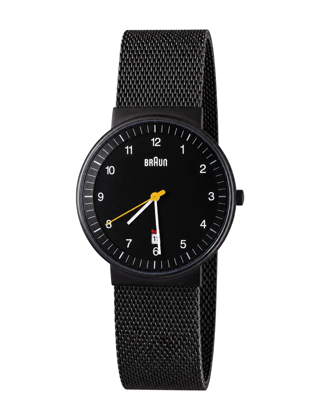 Braun Classic Mesh, schwarze Uhr mit Meshband